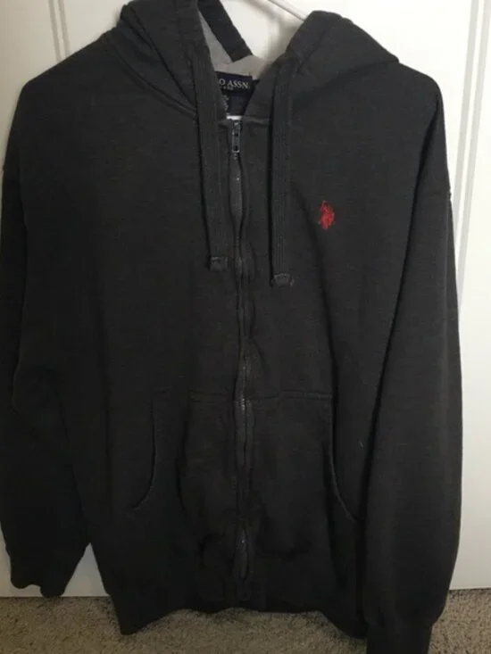 Men’s Dark Charcoal Full Zip Hoodie Sweatshirt men’s XL - US Polo Assn - Picture 1 of 7